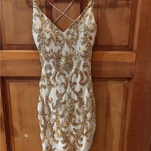 Windsor Gold and White Sequin Mini Dress